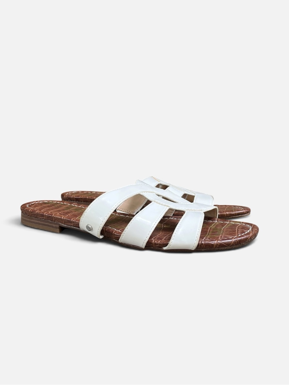 Sam Edelman "Bryna" Flat Slide Sandals in White Patent Size 7.5